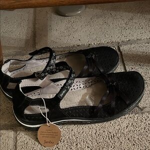 Jambu Black Women's Strappy Mary Jane Sandals
